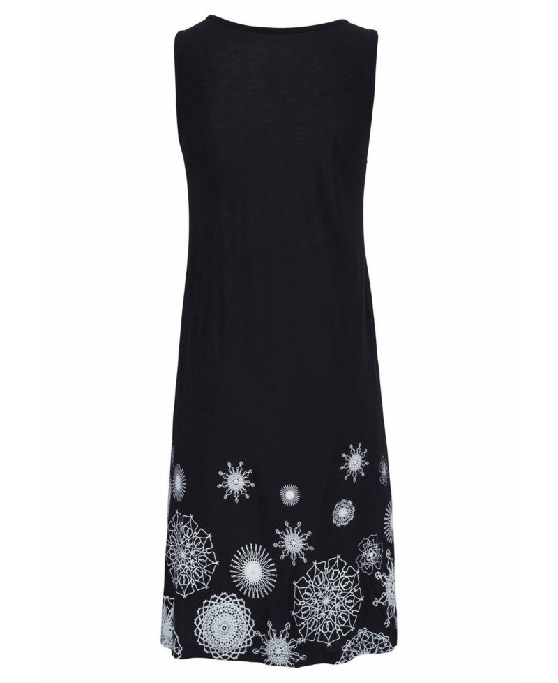 Women's Viscose Printed Sleeveless Scoop-Neck Short Dress