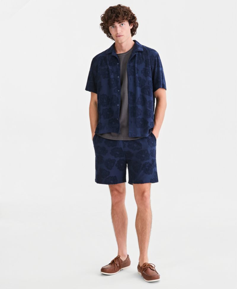 Men's Textured Floral Pull-On Shorts