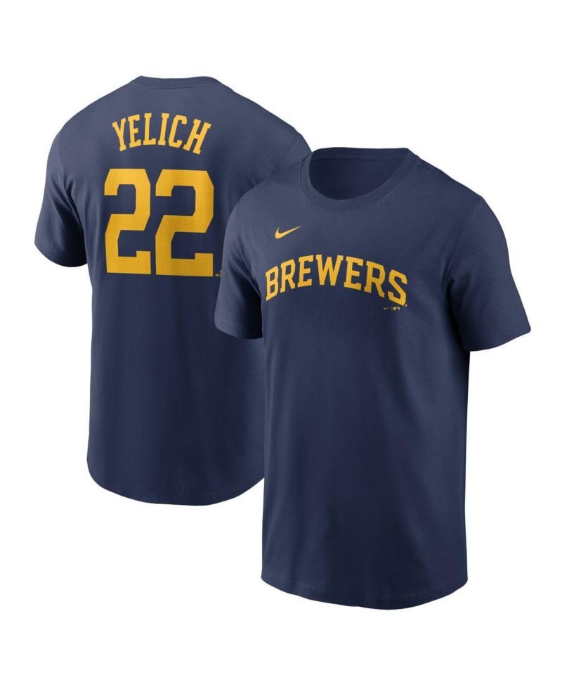 Men's Christian Yelich Navy Milwaukee Brewers Fuse Name & Number T-Shirt