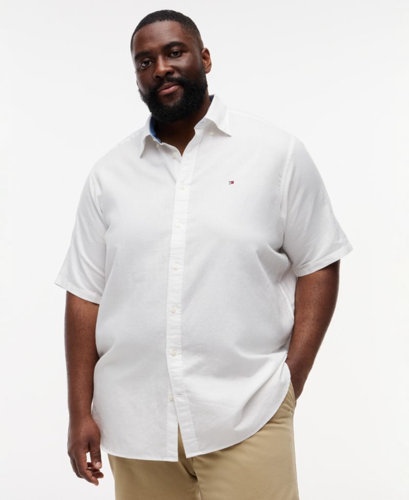 Men's Big & Tall Linen-Blend Short-Sleeve Shirt