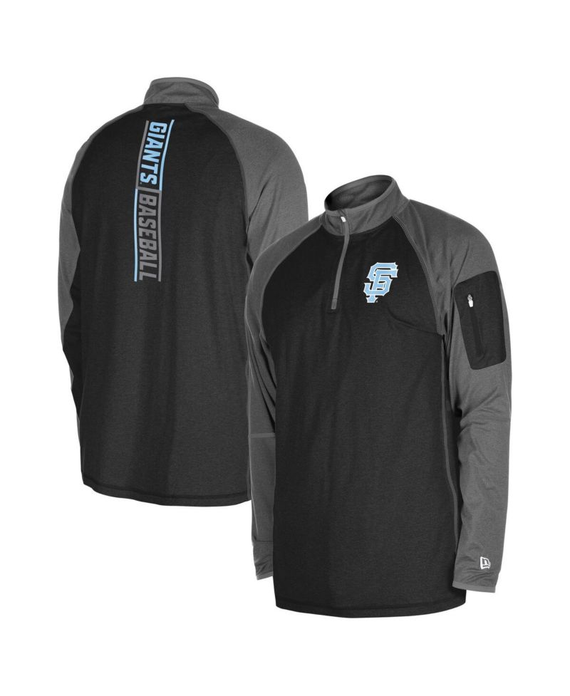 Men's Black San Francisco Giants Father's Day Raglan Quarter-Zip Top