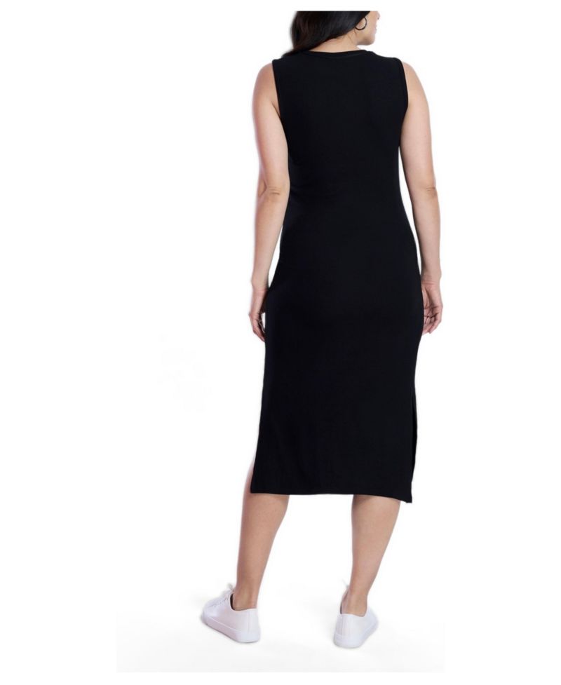 Women's Crew Neck Rib Knit Sleeveless Midi Dress - Motherhood