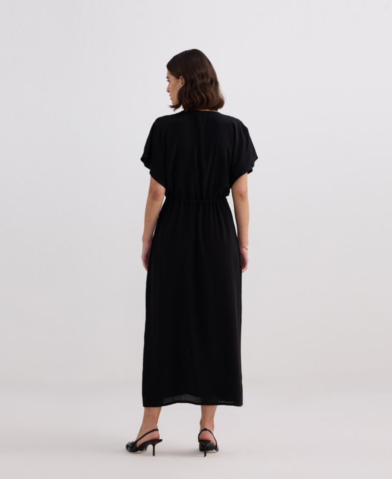 Women's V-neck Gathered Maxi Dress