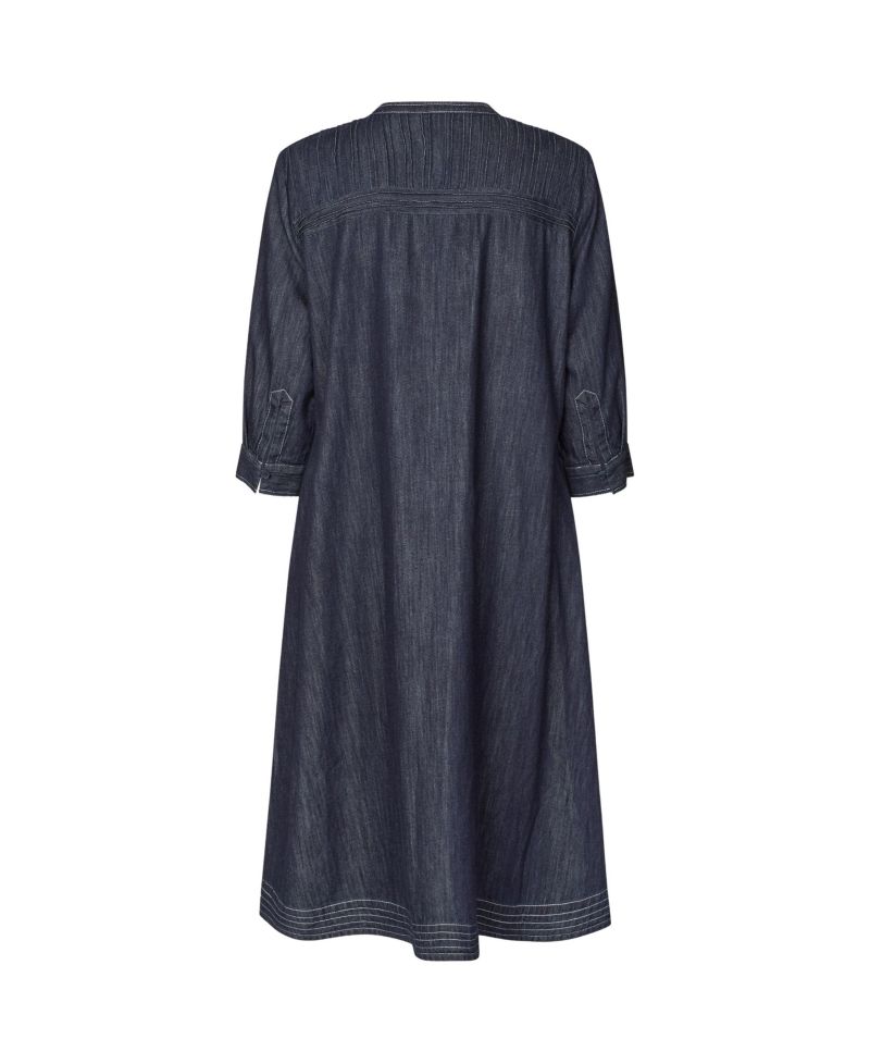 Women's MaNakillaia Mandarin Collar 3/4-Sleeve A-Line Midi Dress