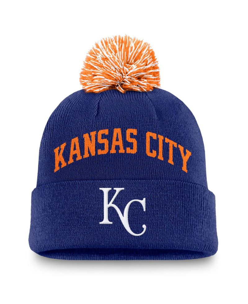Men's Royal Kansas City Royals Peak Cuffed Knit Hat with Pom