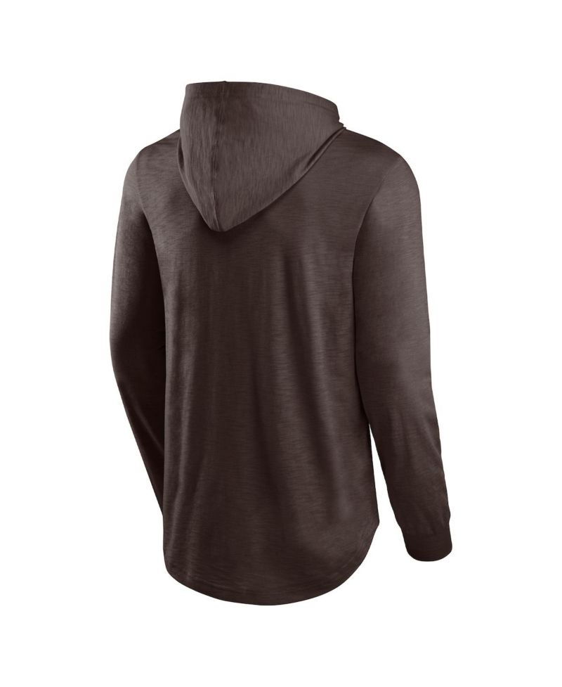 Men's Brown Cleveland Browns Front Runner Long Sleeve Hooded T-shirt