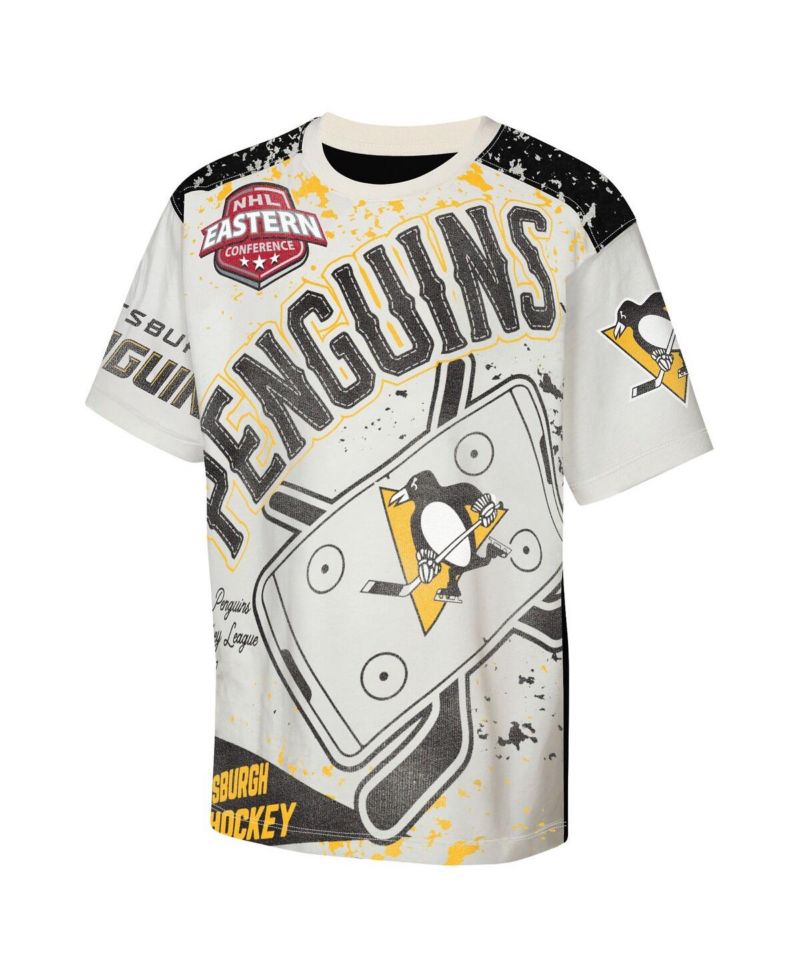Big Boys and Girls Cream Pittsburgh Penguins Top Player T-Shirt
