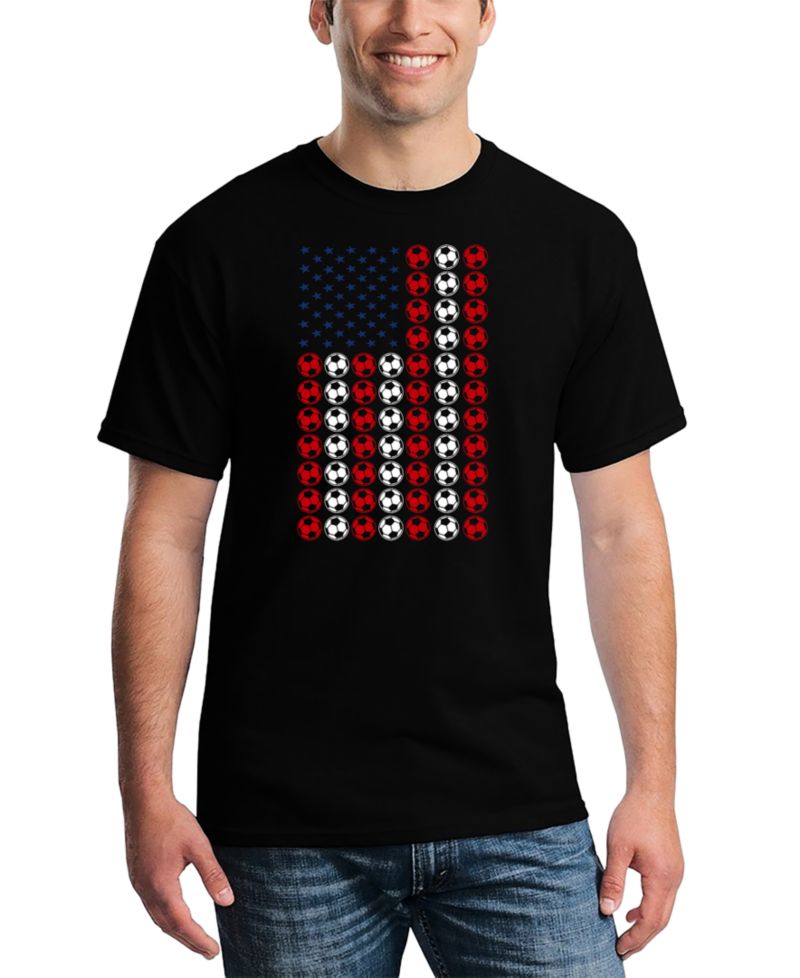 Men's American Flag Soccer Balls Word Art T-Shirt