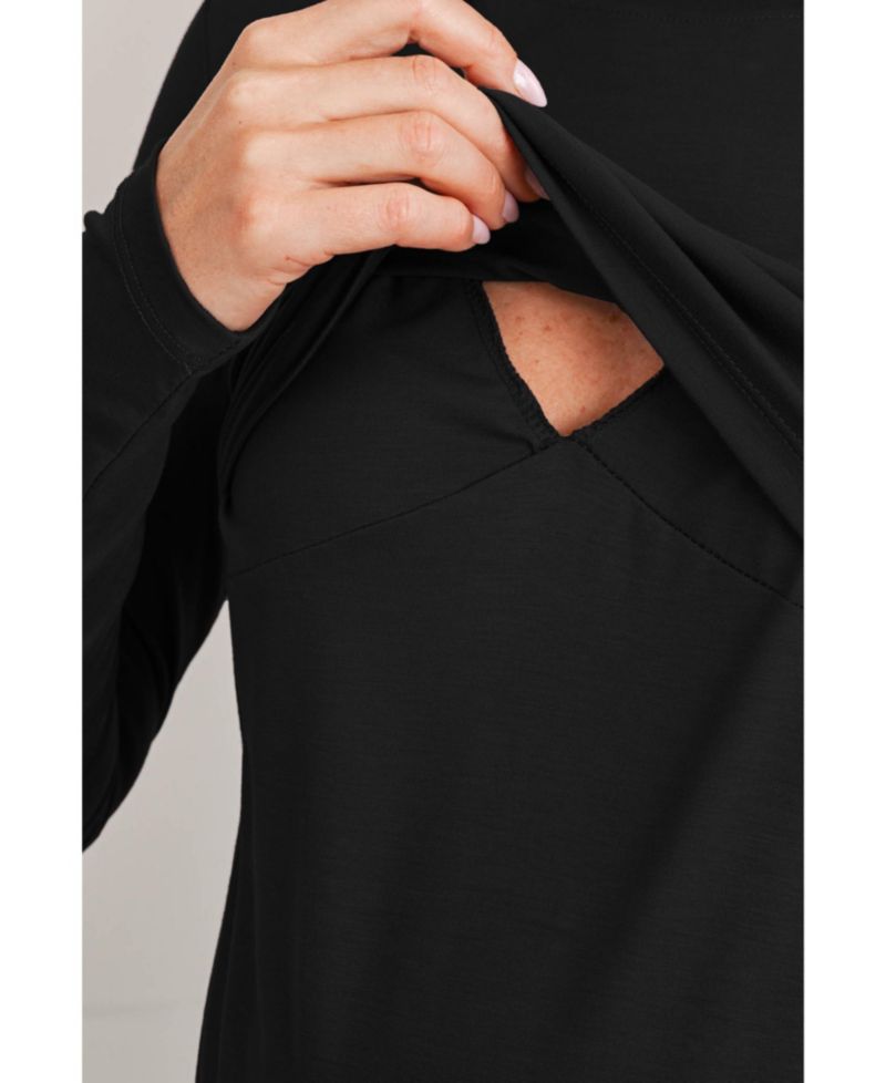 Maternity Long-Sleeve Crewneck Lift-Up Nursing Top