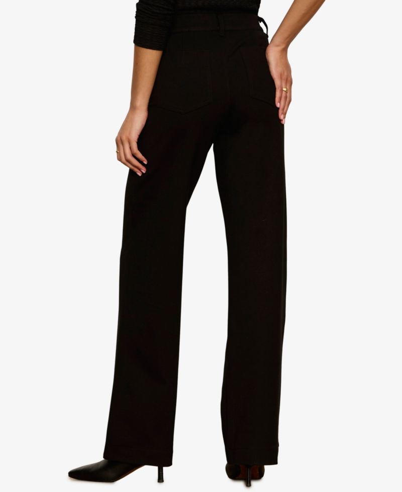 Petite Marine Wide-Leg High-Waist Ponte Pants