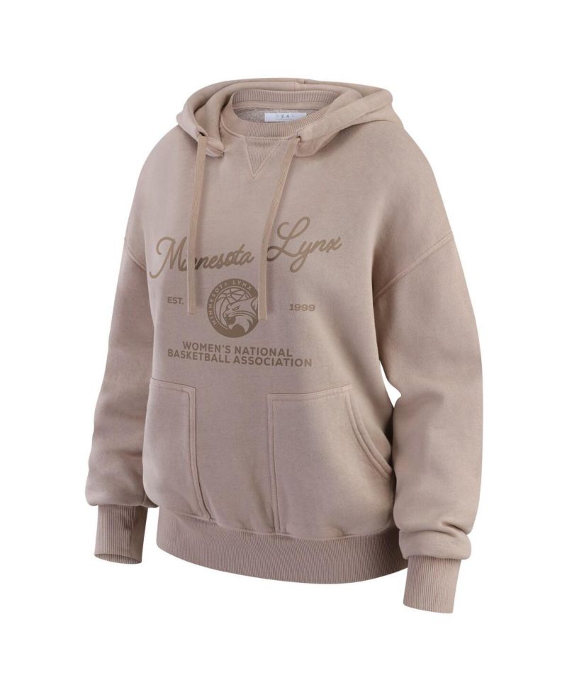 Women's Tan Minnesota Lynx Washed Pullover Crew Neck Hoodie