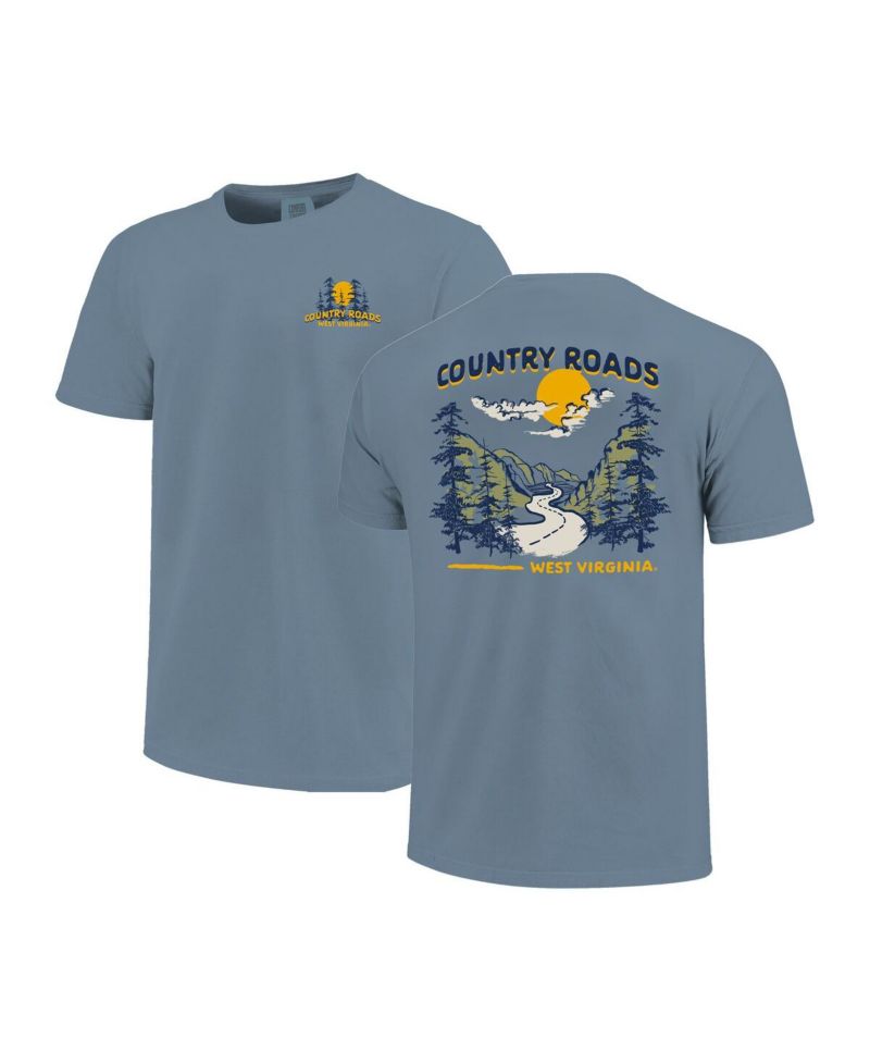 Men's and Women's Blue West Virginia Mountaineers Hyper Local Mountain Road T-Shirt