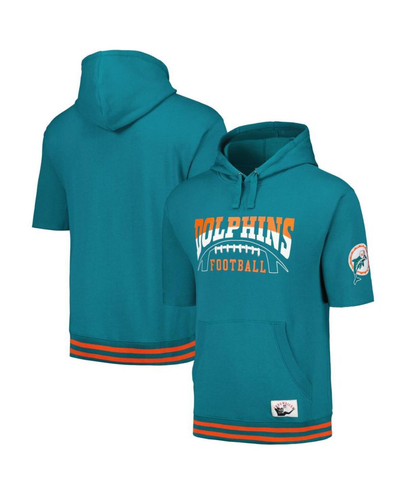 Men's Aqua Miami Dolphins Pre-Game Short Sleeve Pullover Hoodie