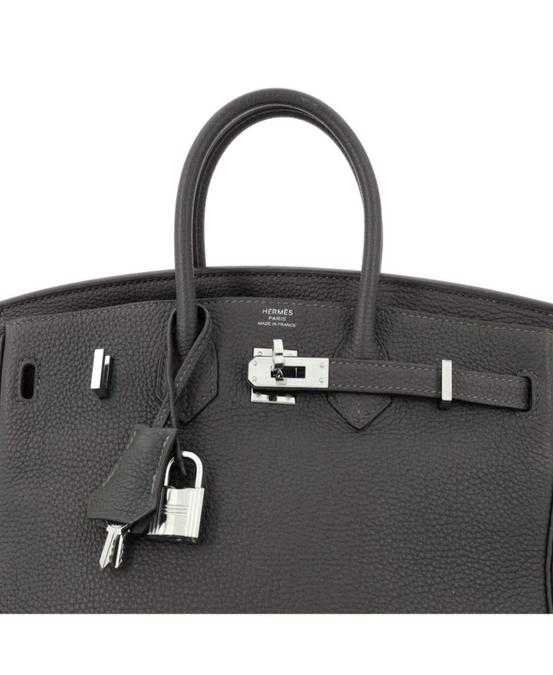 Pre-Owned Hermes Birkin 25 Handbag Green Togo with Palladium Hardware