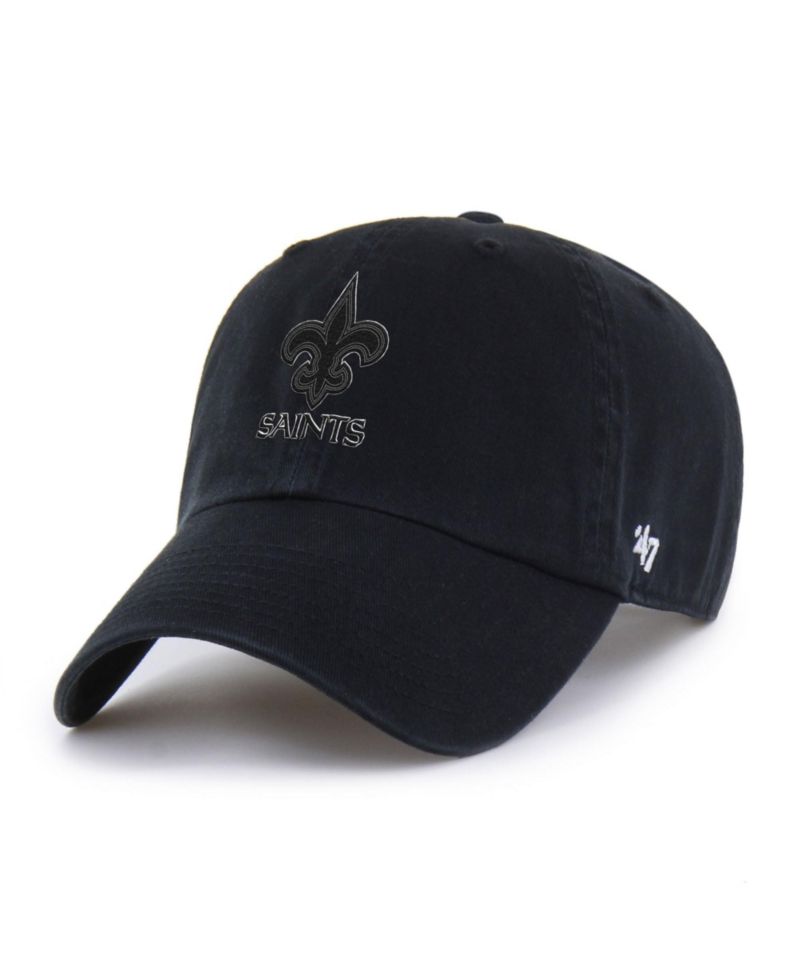 Men's '47 Black New Orleans Saints Tonal Clean Up Adjustable Hat