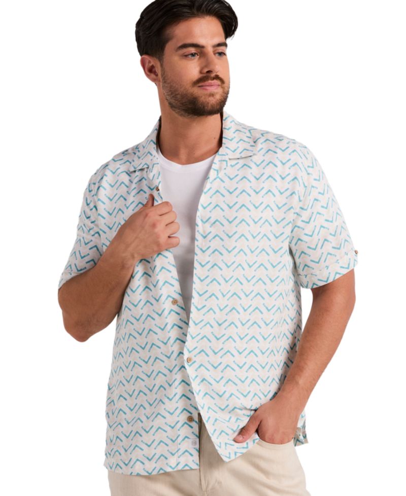 Men's Textured Geometric Print Shirt