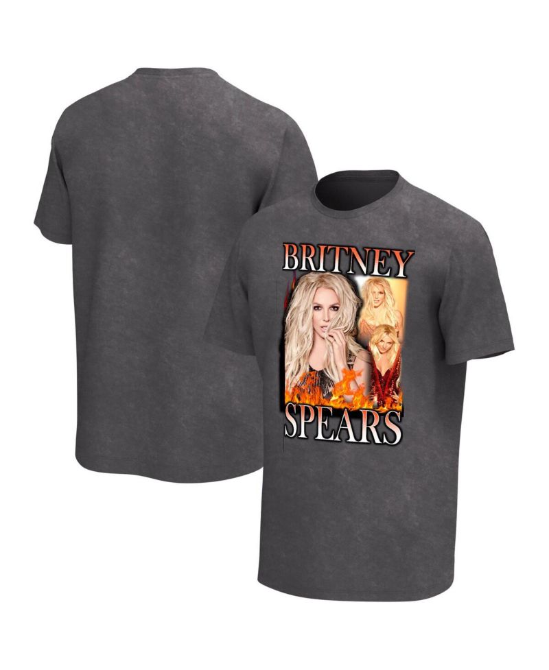 Men's Black Britney Spears Fire Washed Graphic T-Shirt