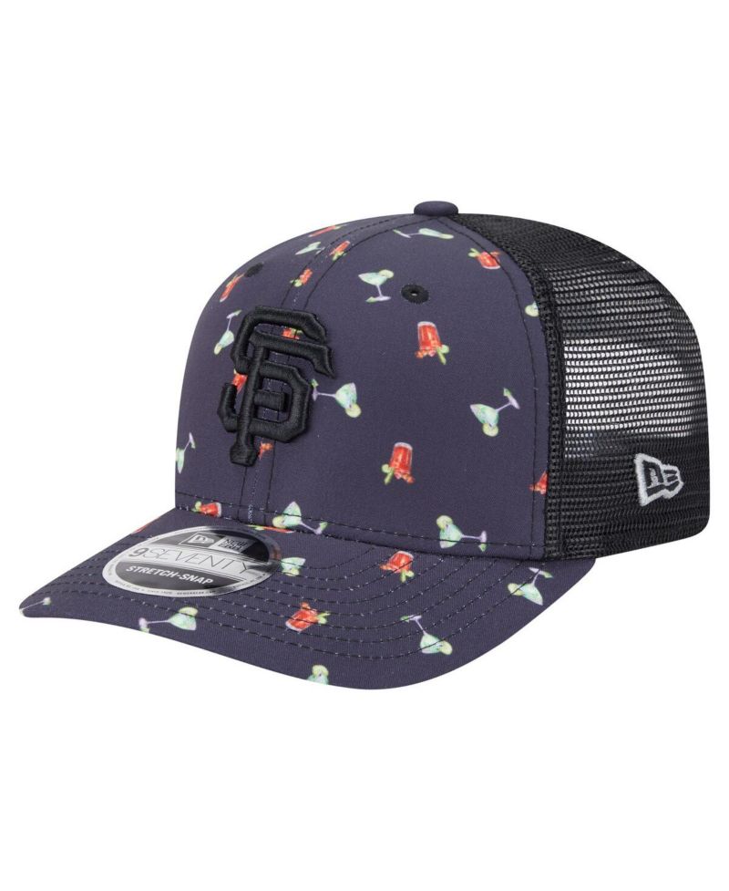Men's Black San Francisco Giants Adventure Drinks Pattern 9SEVENTY Stretch-Snap Hat