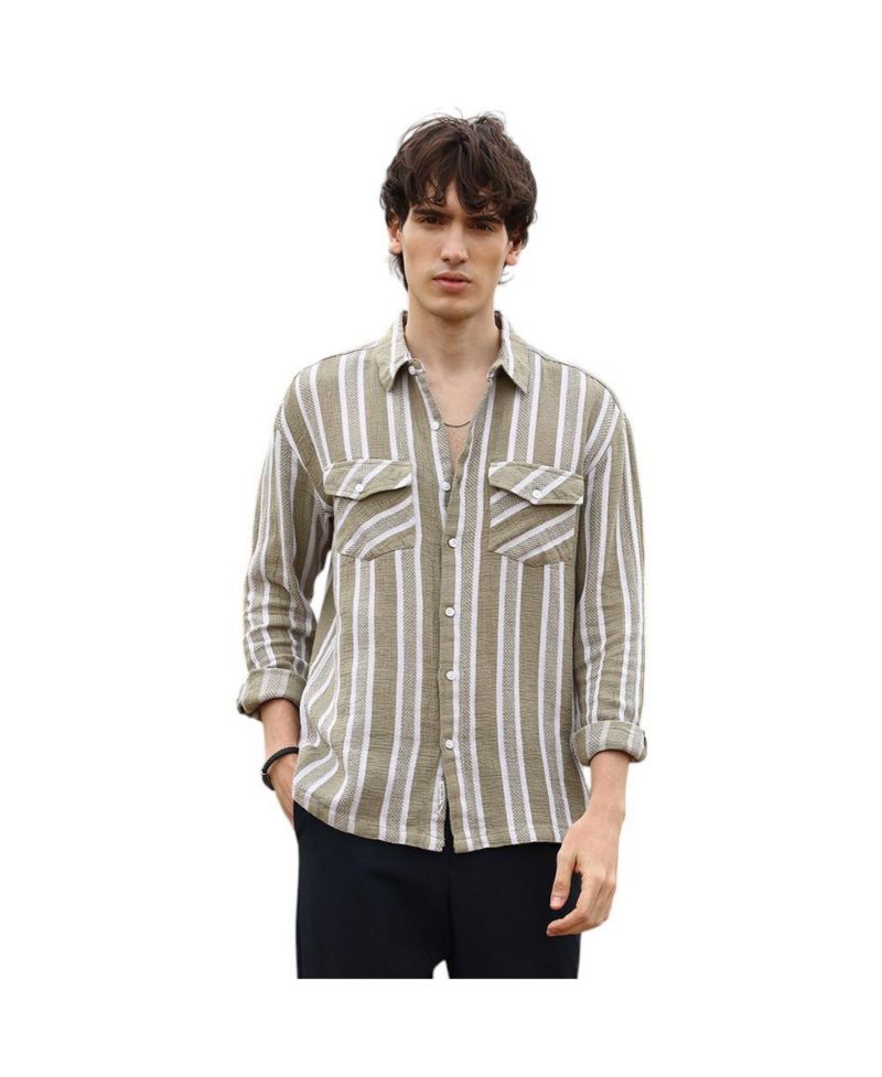 Men's Utility Halo-Stripe Oversized Shirt