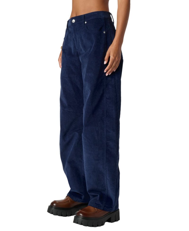 Juniors' Stretch-Corduroy Barrel-Leg Pants