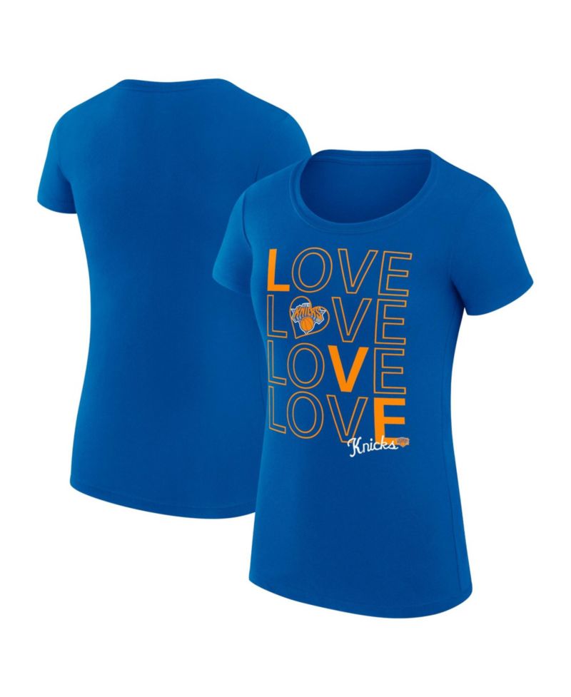 Women's Royal New York Knicks Super-Slim Fit Lightweight Basketball Love T-Shirt