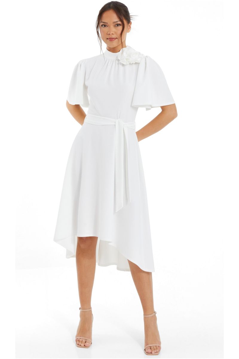 Women's Flower Detail Dip Hem Dress