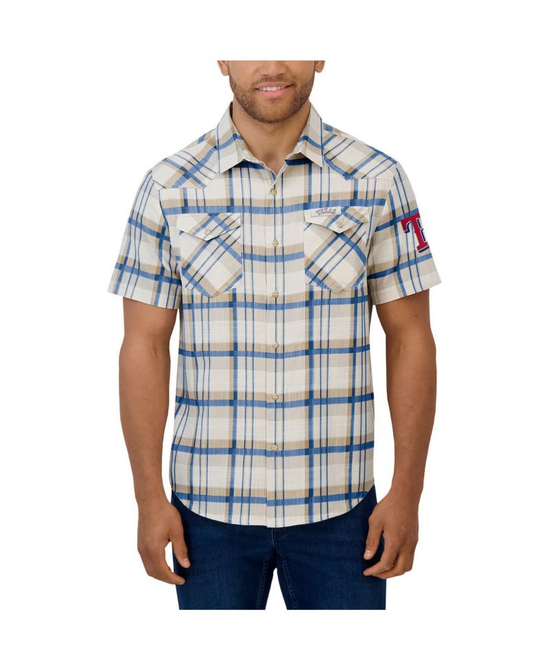 Men's Royal Texas Rangers Plaid Full-Snap Shirt
