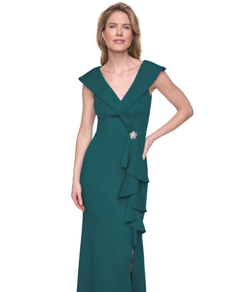 Women's Scuba V-Neck Gown