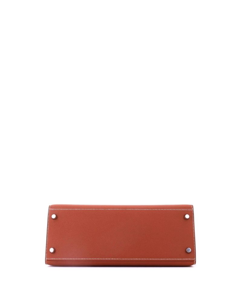Kelly 28 Handbag Brown Epsom with Palladium Hardware