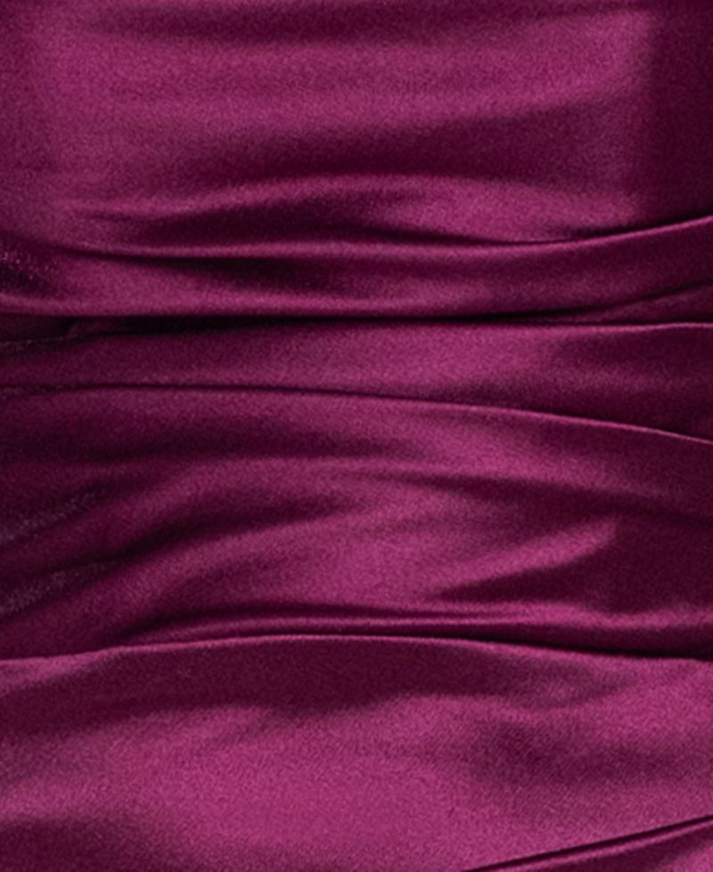 Juniors' Long Strapless Glam Satin Slim Gown
