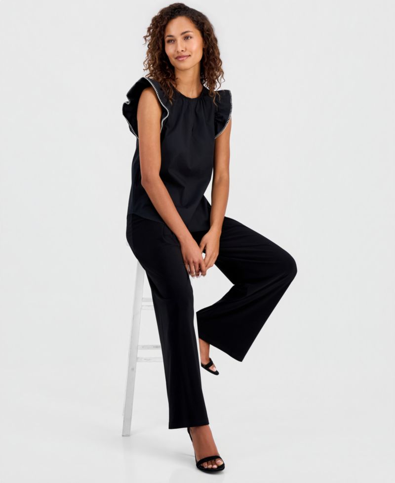 Women's Stitch Flutter Sleeve Blouse
