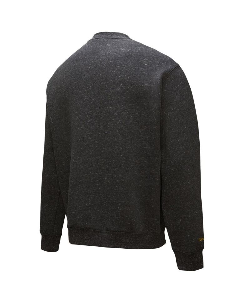 Men's Black Los Angeles Lakers Mitchell & Ness Black Out Collection Snow Washed Vintage Logo Pullover Sweatshirt