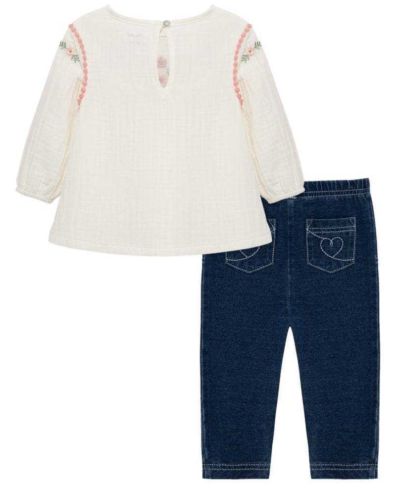 Baby Girls' Floral Tunic Long-Sleeve Top and Pants, 2-Piece Set