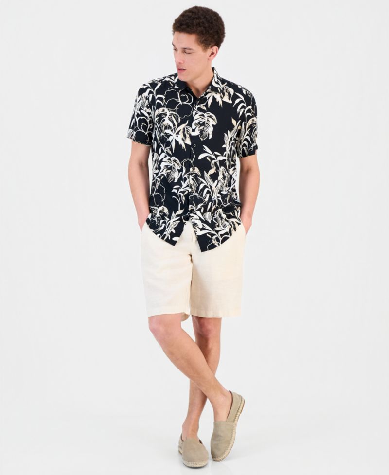 Men's Abstract Watercolor Print Short-Sleeve Shirt
