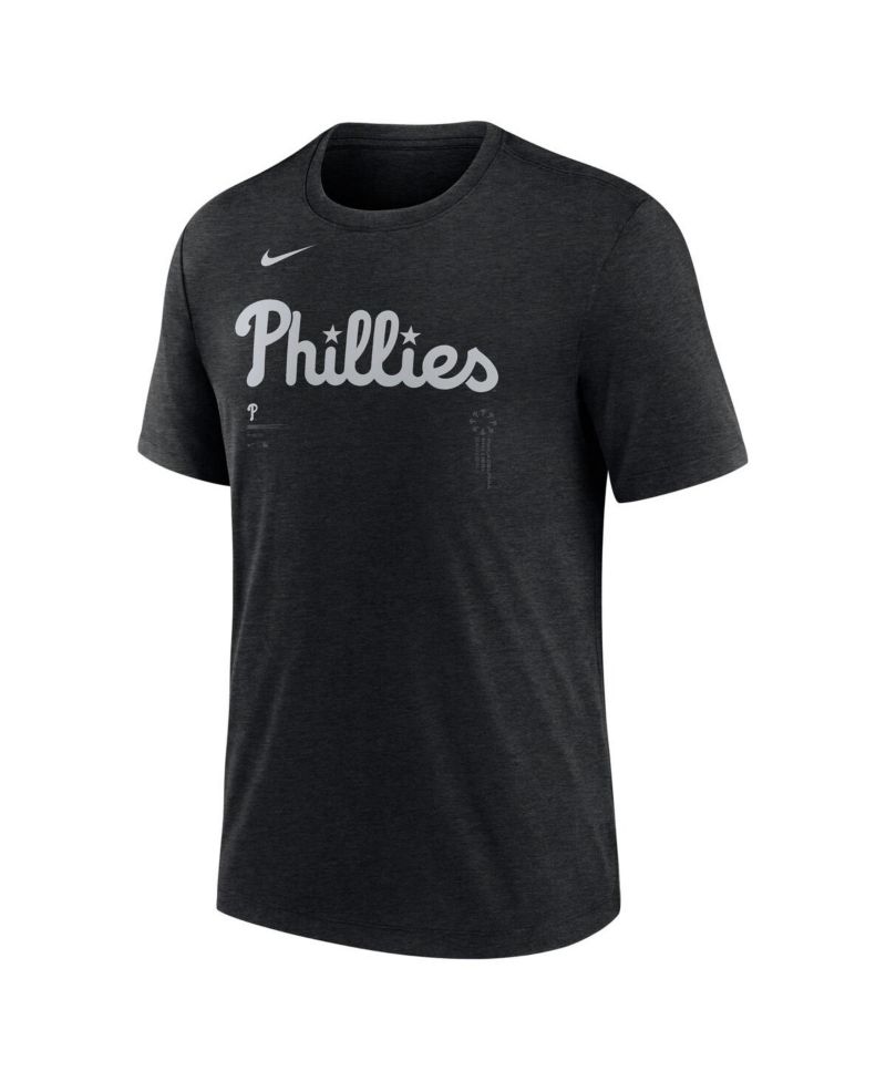 Men's Dark Gray Philadelphia Phillies Lights Out Wordmark Tri-Blend T-Shirt