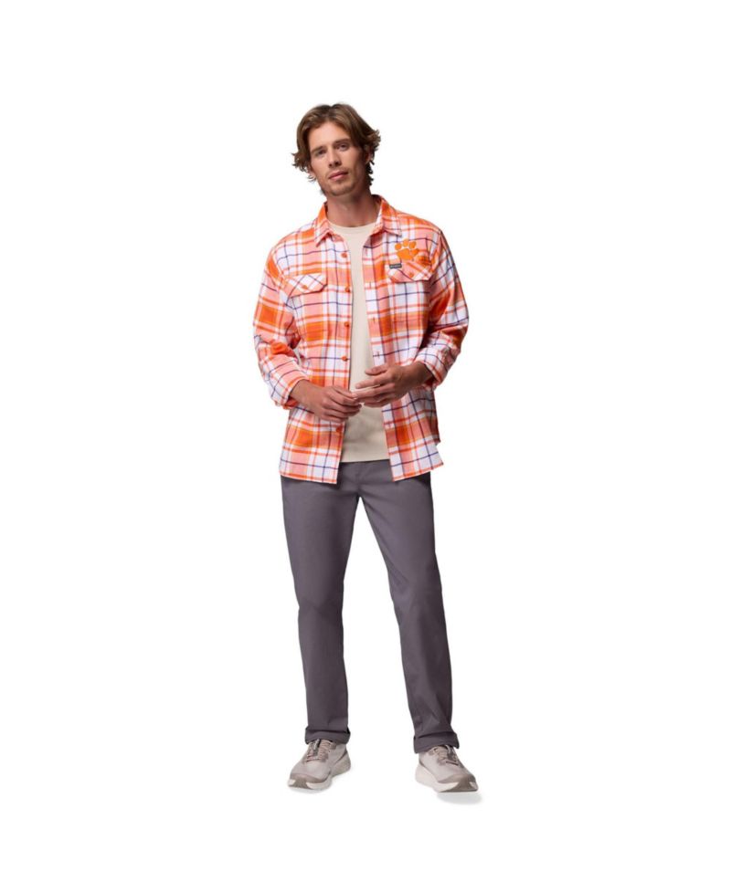 Men's Orange Clemson Tigers Flare Gun Omni-Wick Flannel Long Sleeve Button-Up Shirt