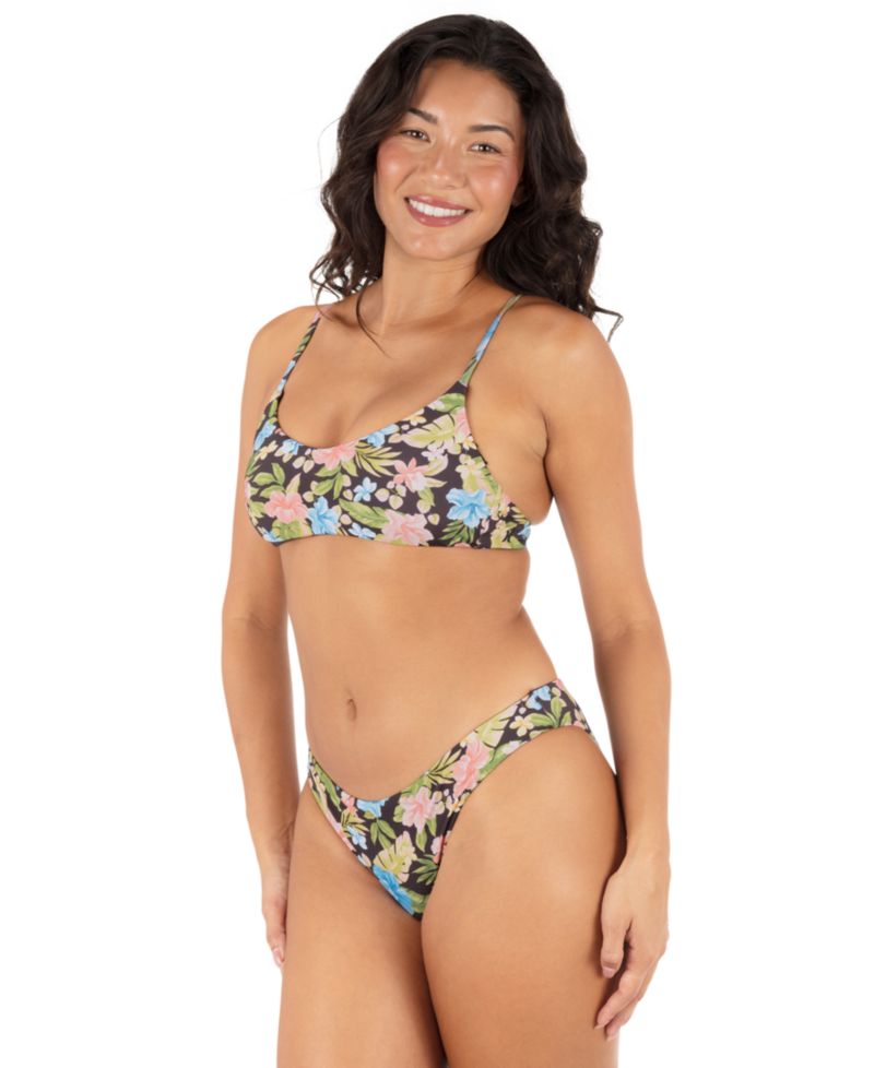 Women's Reversible Miami Garden Cross-Back Bikini Top and Moderate Swim Bottoms
