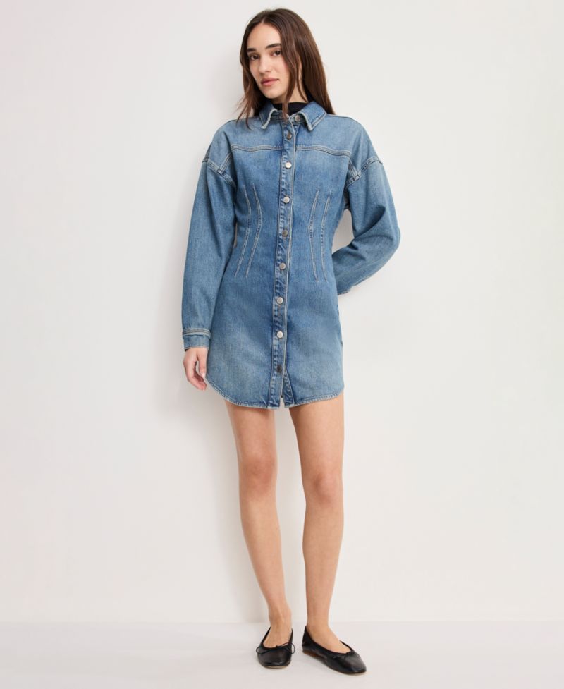 Women's Shaped Long-Sleeve Denim Dress