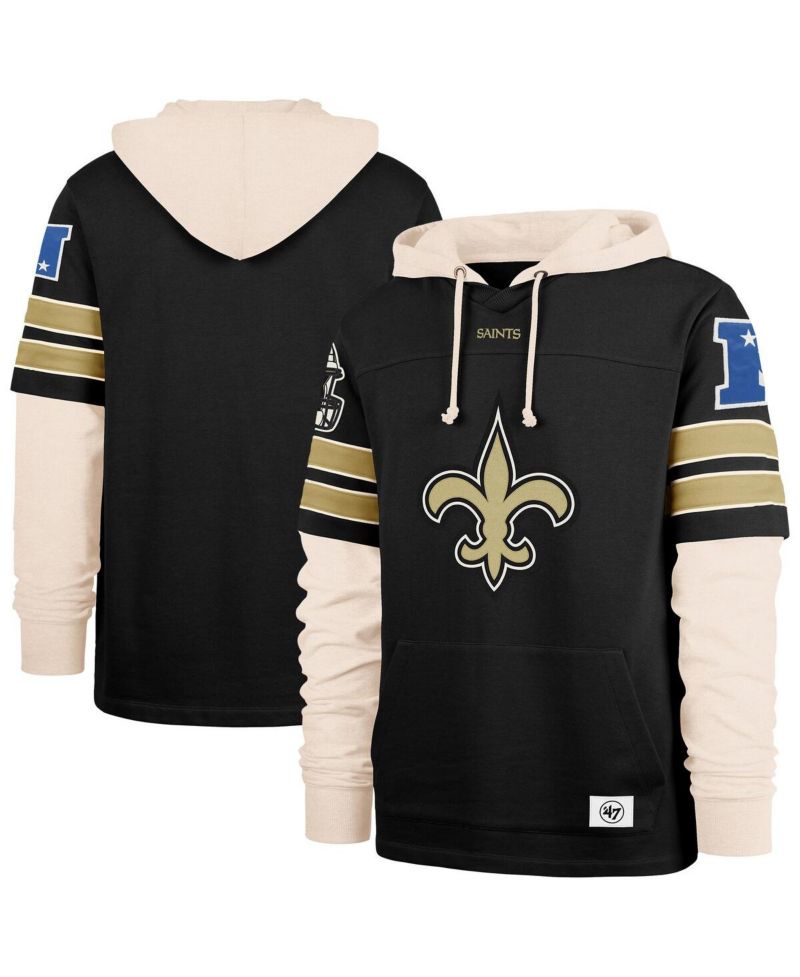 47 Brand Men's Black New Orleans Saints Split Zone Cornerback Duo Hoodie