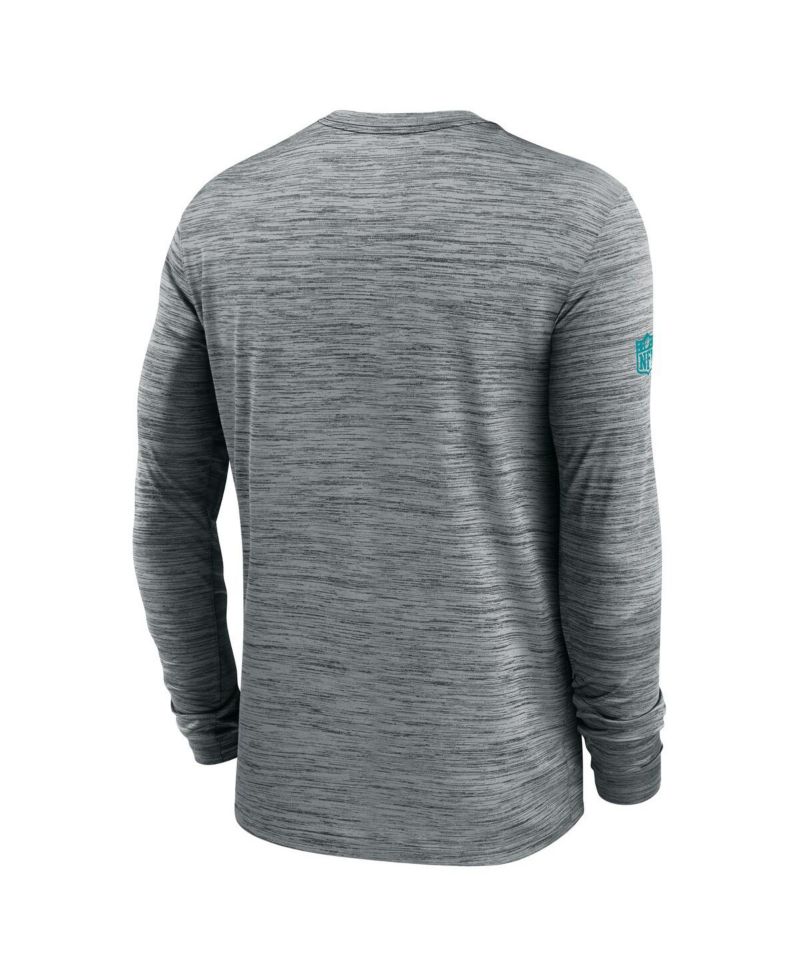 Men's Gray Miami Dolphins Sideline Velocity Performance Long Sleeve T-Shirt