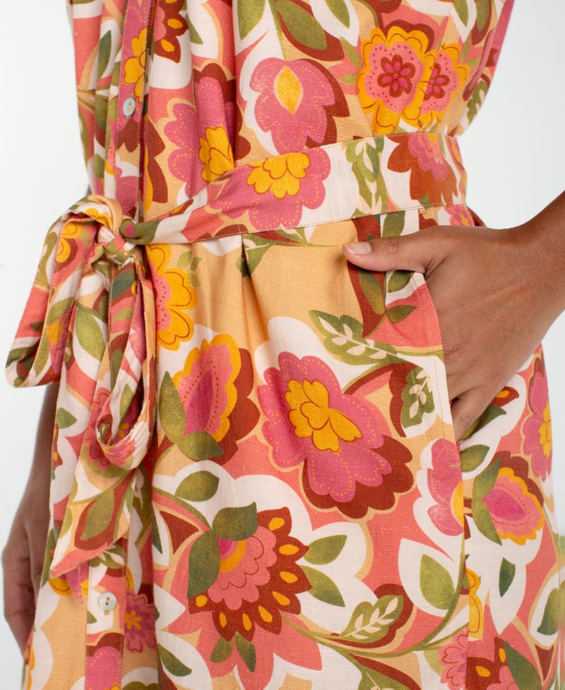 Petite Shirred Floral Print Dress