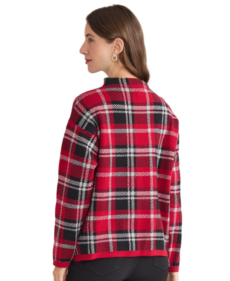 Women's Plaid Mock Neck Sweater