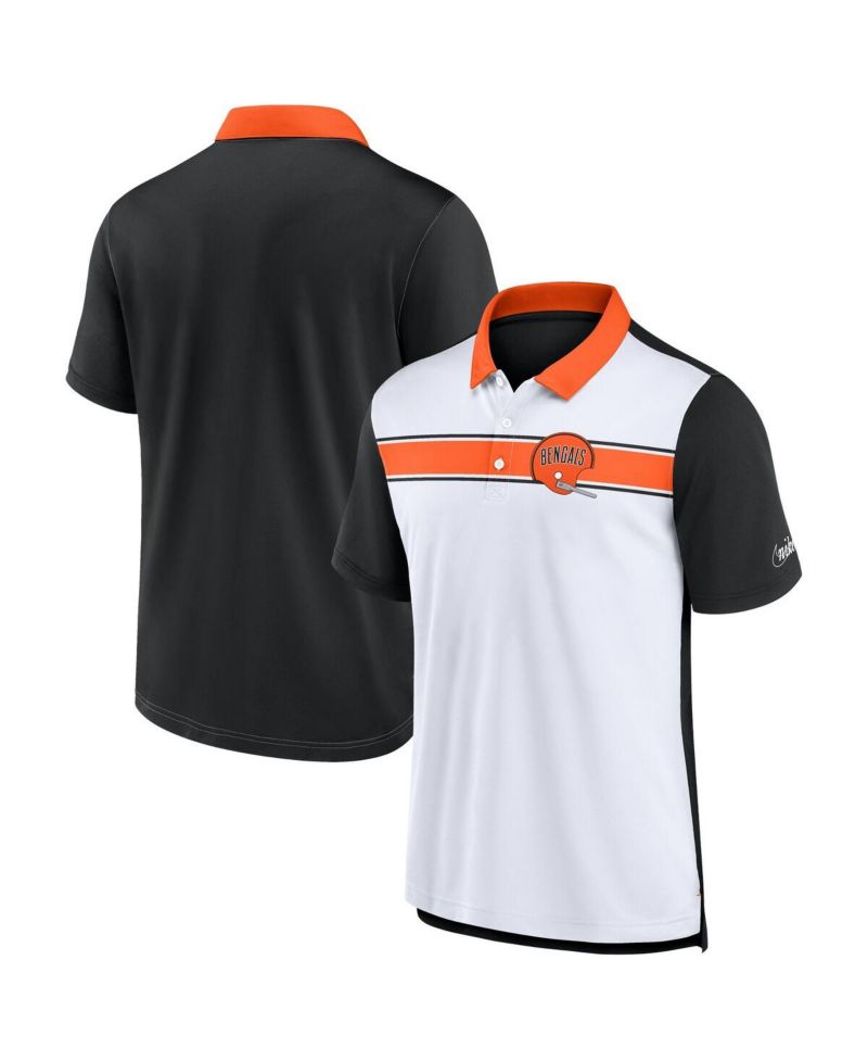 Men's White/Black Cincinnati Bengals Rewind Pique Polo Shirt