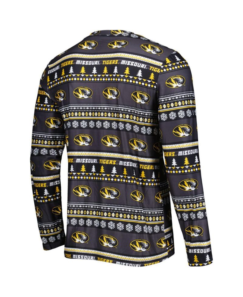 Men's Black Missouri Tigers Swivel Long Sleeve T-shirt and Pants Sleep Set