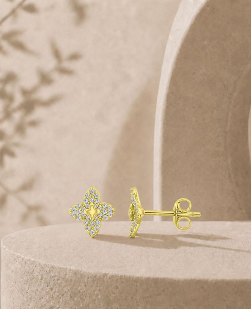 14k Gold-Plated Dainty Flower Stud Earrings