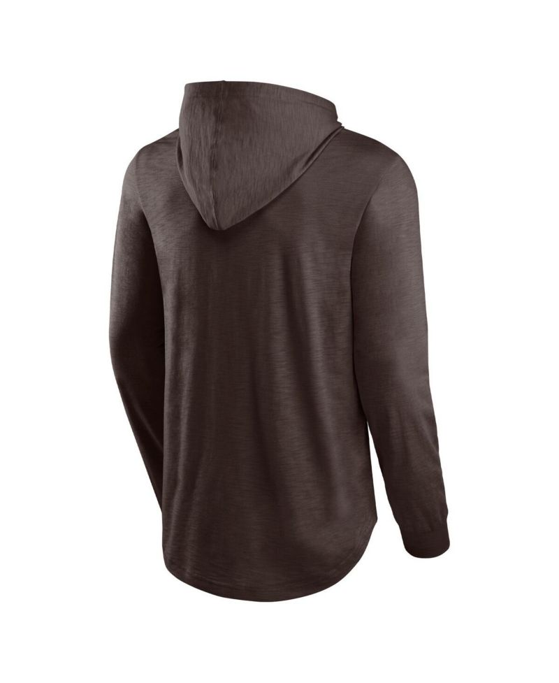Men's Brown Cleveland Browns Front Runner Long Sleeve Hooded T-shirt