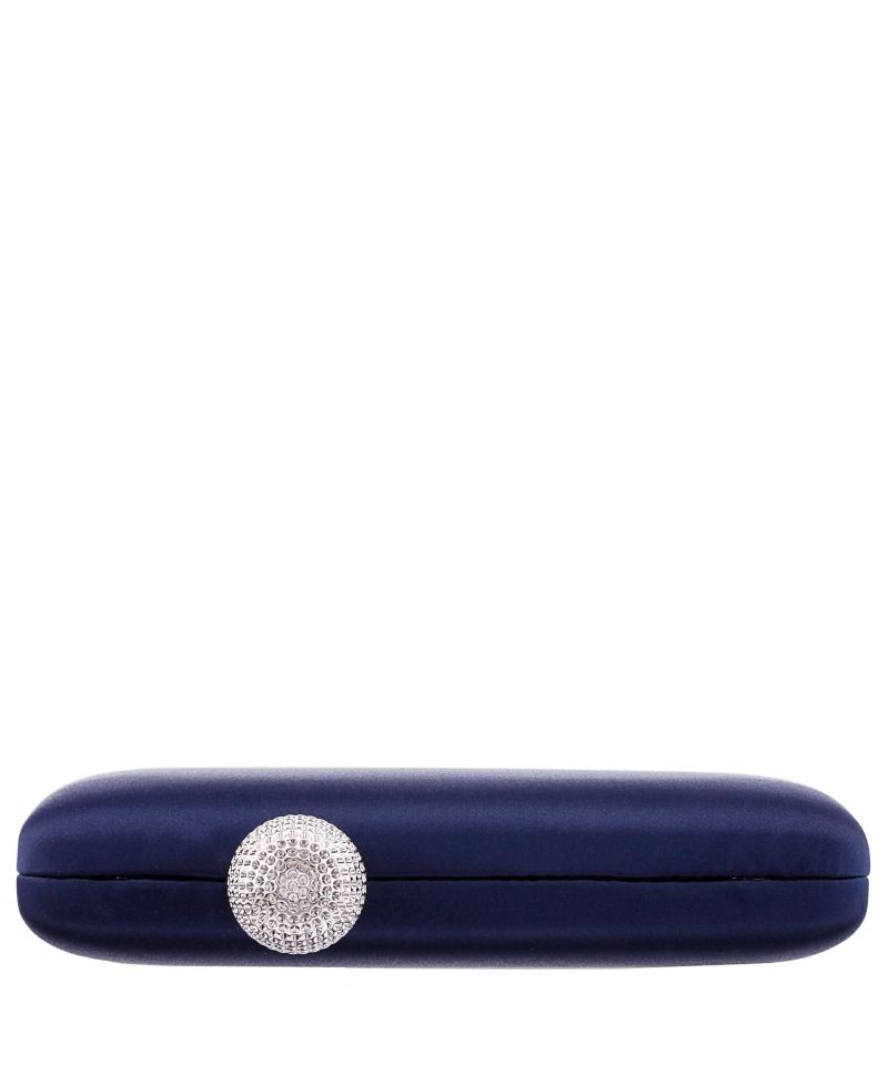 Satin Minaudiere Crystal Clasp Clutch