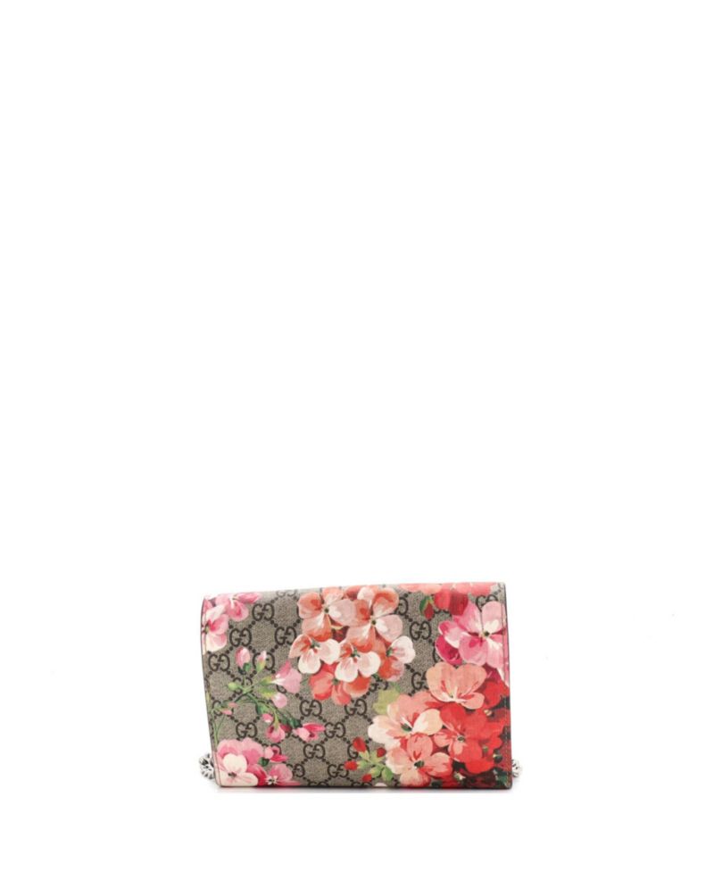 Small Dionysus Chain Wallet Blooms Print GG Coated Canvas