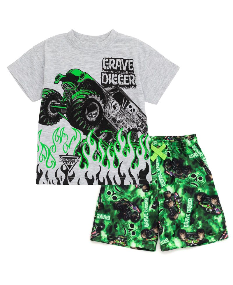 Boys Grave Digger T-Shirt and Shorts Outfit Set