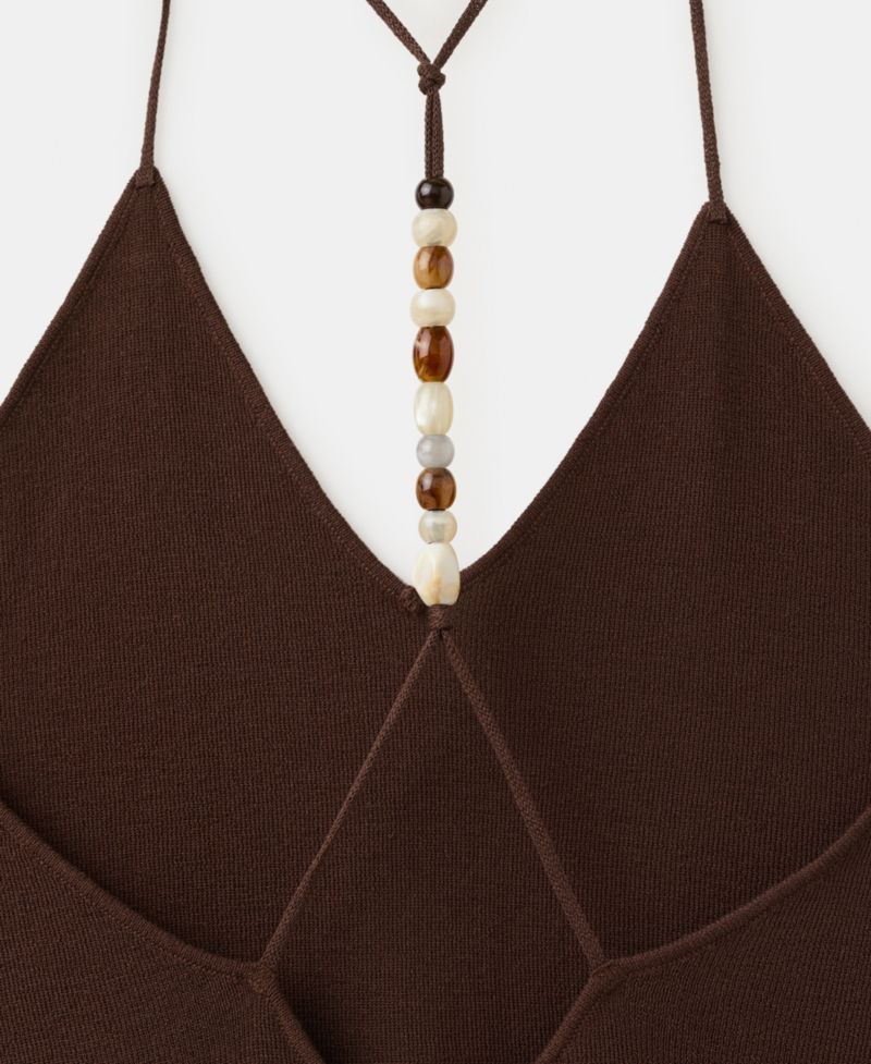 Women's Beads Knit V-Neck Dress
